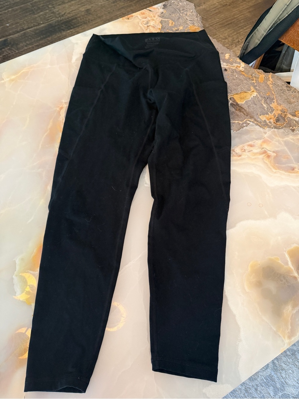 Fleo Black Leggings with Light Gray Logo